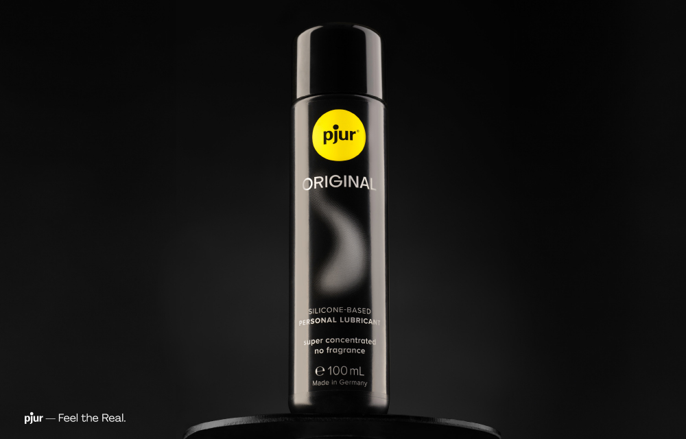 Close-up of a bottle of pjur ORIGINAL lubricant.